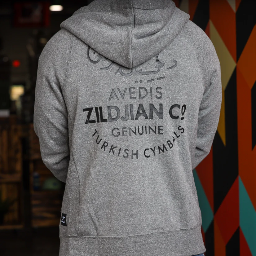 Zildjian Gray Zip Up Logo Hoodie - Image 4